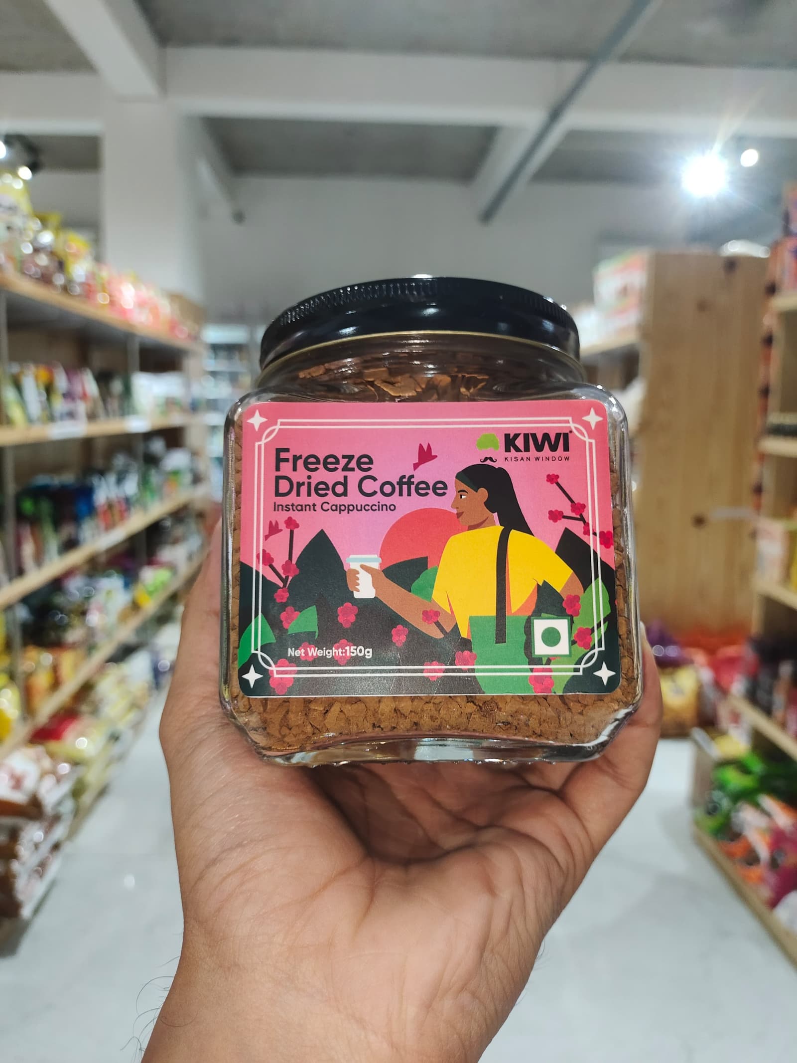 KIWI Kisan Window Freeze‑Dried Coffee Instant Cappuccino 150g